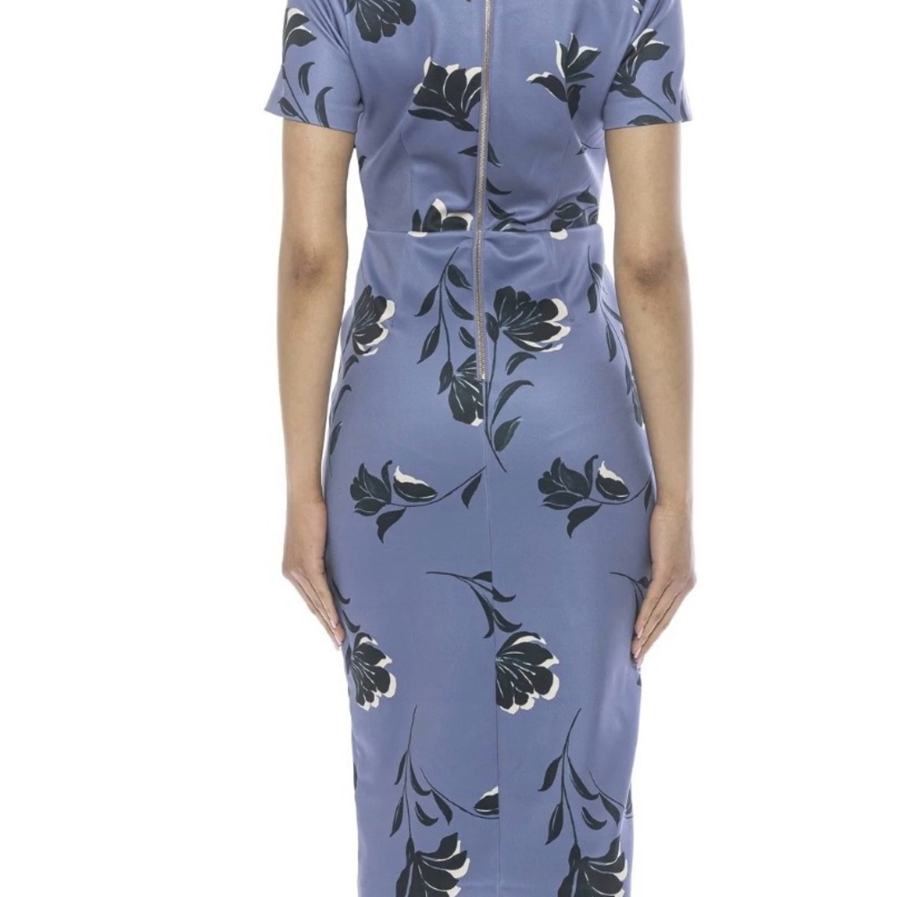 NWT Alexia Admor Floral Blue Midi Dress Sz Small - Picture 4 of 5